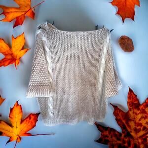 Fall Saga Made in Italy cable knit short sleeve Sweater Top soft Cotton oversize